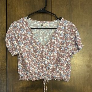 SO Women's Floral Top - Purple and Blue